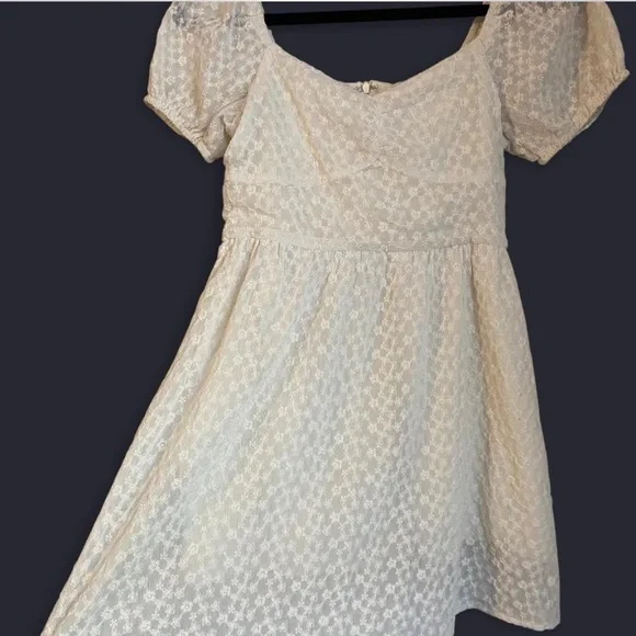 Altar'd State Cream Floral Embroidered Textured Mini Dress - Picture 3 of 10